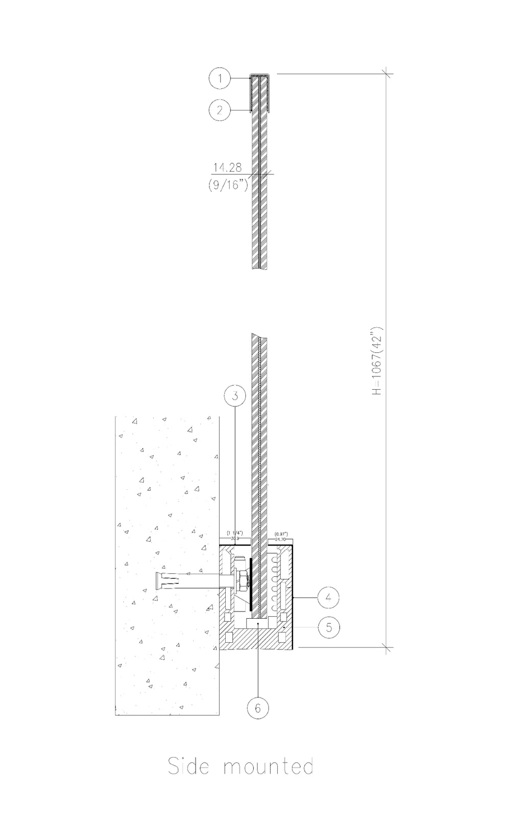 Aluminum Base Shoe Glass Railing System（Side Mounted）
