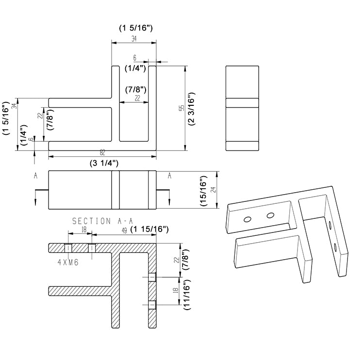 Stainless Steel Glass Clamp