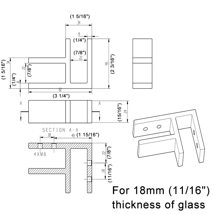Stainless Steel Glass Clamp