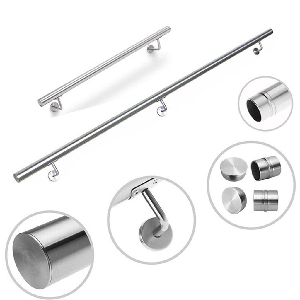 Diameter 1 1/2" by 118 1/8" Length 304 Stainless Steel Staircase Support Handrail – Wall-Mounted Stair Rail
