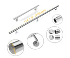 Diameter 1 1/2" by 118 1/8" Length 304 Stainless Steel Staircase Support Handrail – Wall-Mounted Stair Rail