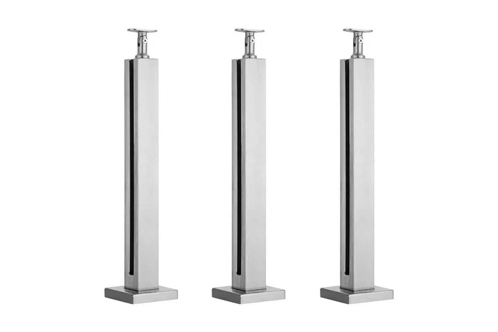 304 Stainless Steel Square Glass Railing Post – End, Middle & Corner Posts