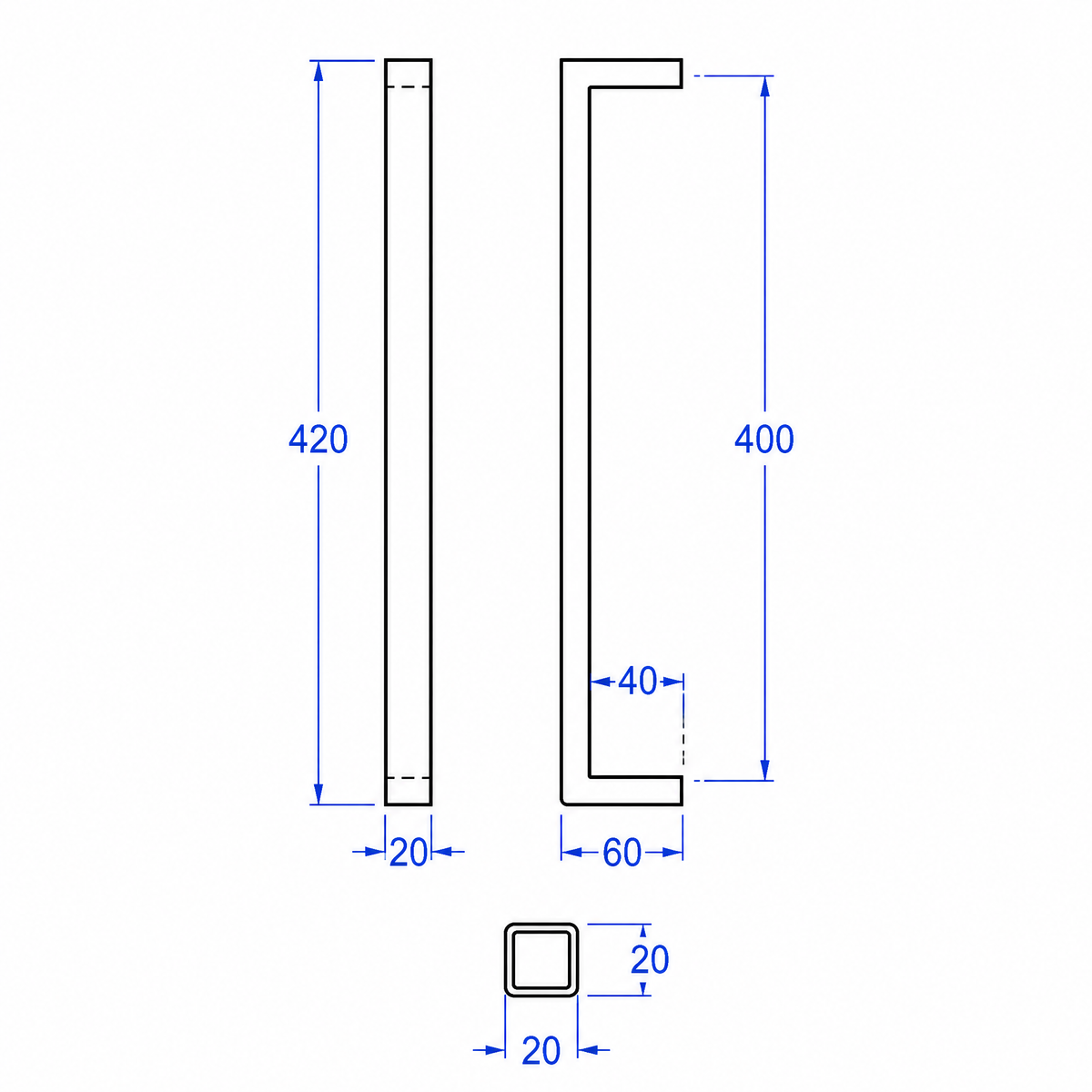 400 mm 304 Stainless Steel Pull Handle for Wood & Glass Doors